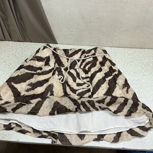 Y2K BANANA REPUBLIC Brown & Cream Cotton Zebra Stripe Skirt Size 10 Vintage